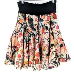 Anthropologie Eva Franco rare novelty print songbird swing skirt women size 6